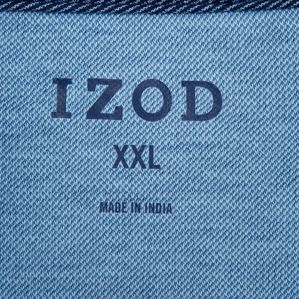 IZOD Pullover Mens XXL Chambray Blue Quarter Zip Comfort Performance Cott Blend - Picture 2 of 15